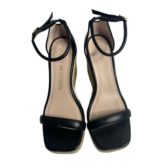 Stuart Weitzman Nudist Espadrille Wedge Sandal Black Size 8.5 - Picture 4 of 10